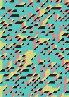 Soyut geometrik arkaplan. Edward Zajecs 2. Cubo 'nun 1971' deki uygulaması. Esasen 8 taştan oluşan bir Truchet fayans seti ve yerleştirme sanatı illüstrasyonu için kurallar 