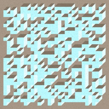 Soyut geometrik arkaplan. Edward Zajecs 2. Cubo 'nun 1971' deki uygulaması. Esasen 8 taştan oluşan bir Truchet fayans seti ve yerleştirme sanatı illüstrasyonu için kurallar 