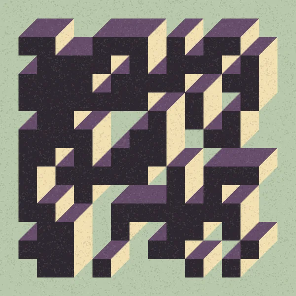 Soyut geometrik arkaplan. Edward Zajecs 2. Cubo 'nun 1971' deki uygulaması. Esasen 8 taştan oluşan bir Truchet fayans seti ve yerleştirme sanatı illüstrasyonu için kurallar 