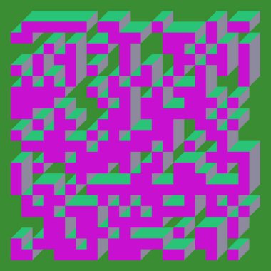 Soyut geometrik arkaplan. Edward Zajecs 2. Cubo 'nun 1971' deki uygulaması. Esasen 8 taştan oluşan bir Truchet fayans seti ve yerleştirme sanatı illüstrasyonu için kurallar 