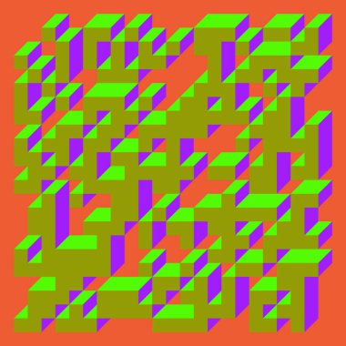 Edward Zajecs 2. Cubo 'nun 1971' deki uygulaması. Esasen 8 taştan oluşan bir Truchet fayans seti ve yerleştirme sanatı illüstrasyonu için kurallar  