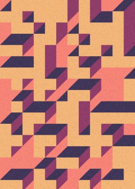 Soyut geometrik arkaplan. Edward Zajecs 2. Cubo 'nun 1971' deki uygulaması. Esasen 8 taştan oluşan bir Truchet fayans seti ve yerleştirme sanatı illüstrasyonu için kurallar 