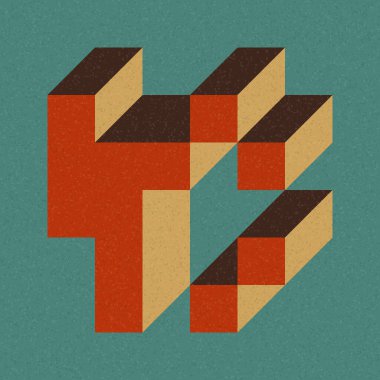 Soyut geometrik arkaplan. Edward Zajecs 2. Cubo 'nun 1971' deki uygulaması. Esasen 8 taştan oluşan bir Truchet fayans seti ve yerleştirme sanatı illüstrasyonu için kurallar 