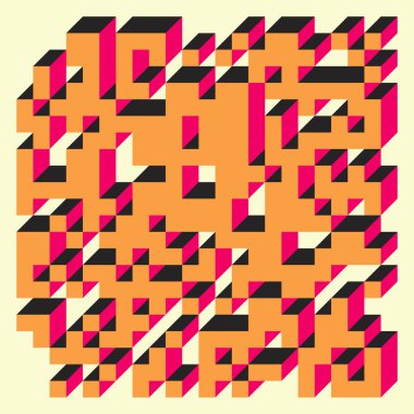 Soyut geometrik arkaplan. Edward Zajecs 2. Cubo 'nun 1971' deki uygulaması. Esasen 8 taştan oluşan bir Truchet fayans seti ve yerleştirme sanatı illüstrasyonu için kurallar 