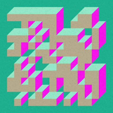 Edward Zajecs 2. Cubo 'nun 1971' deki uygulaması. Esasen 8 taştan oluşan bir Truchet fayans seti ve yerleştirme sanatı illüstrasyonu için kurallar  