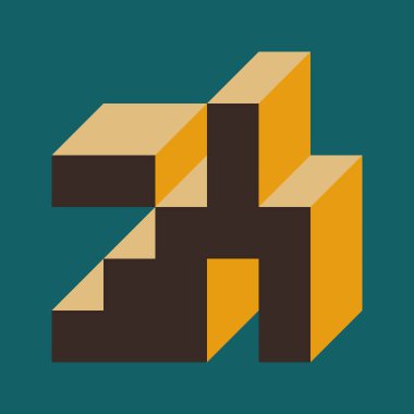 Soyut geometrik arkaplan. Edward Zajecs 2. Cubo 'nun 1971' deki uygulaması. Esasen 8 taştan oluşan bir Truchet fayans seti ve yerleştirme sanatı illüstrasyonu için kurallar 