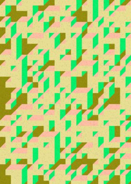 Edward Zajecs 2. Cubo 'nun 1971' deki uygulaması. Esasen 8 taştan oluşan bir Truchet fayans seti ve yerleştirme sanatı illüstrasyonu için kurallar  