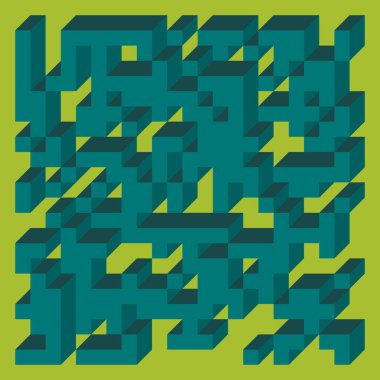 Edward Zajec 'in 1971' deki Il Cubo 'sunun uygulanması. Esasen 8 taştan oluşan bir Truchet fayans seti ve yerleştirme sanatı illüstrasyonu için kurallar