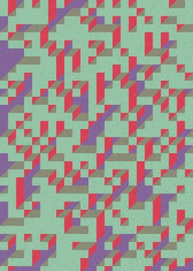 Soyut geometrik arkaplan. Edward Zajecs 2. Cubo 'nun 1971' deki uygulaması. Esasen 8 taştan oluşan bir Truchet fayans seti ve yerleştirme sanatı illüstrasyonu için kurallar 