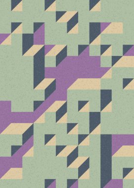 Soyut geometrik arkaplan. Edward Zajecs 2. Cubo 'nun 1971' deki uygulaması. Esasen 8 taştan oluşan bir Truchet fayans seti ve yerleştirme sanatı illüstrasyonu için kurallar 