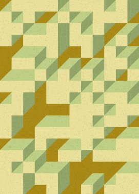 Soyut geometrik arkaplan. Edward Zajecs 2. Cubo 'nun 1971' deki uygulaması. Esasen 8 taştan oluşan bir Truchet fayans seti ve yerleştirme sanatı illüstrasyonu için kurallar 