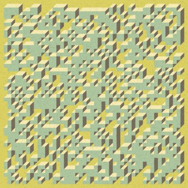 Soyut geometrik arkaplan. Edward Zajecs 2. Cubo 'nun 1971' deki uygulaması. Esasen 8 taştan oluşan bir Truchet fayans seti ve yerleştirme sanatı illüstrasyonu için kurallar 