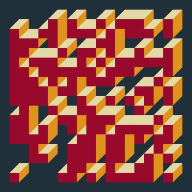 Soyut geometrik arkaplan. Edward Zajecs 2. Cubo 'nun 1971' deki uygulaması. Esasen 8 taştan oluşan bir Truchet fayans seti ve yerleştirme sanatı illüstrasyonu için kurallar 