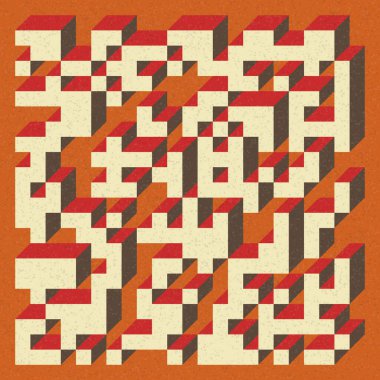 Soyut geometrik arkaplan. Edward Zajecs 2. Cubo 'nun 1971' deki uygulaması. Esasen 8 taştan oluşan bir Truchet fayans seti ve yerleştirme sanatı illüstrasyonu için kurallar 