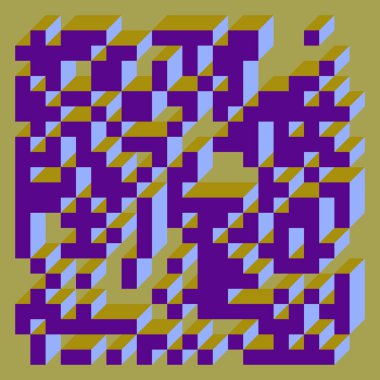 Soyut geometrik arkaplan. Edward Zajecs 2. Cubo 'nun 1971' deki uygulaması. Esasen 8 taştan oluşan bir Truchet fayans seti ve yerleştirme sanatı illüstrasyonu için kurallar 