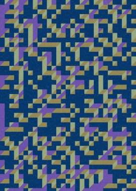 Soyut geometrik arkaplan. Edward Zajecs 2. Cubo 'nun 1971' deki uygulaması. Esasen 8 taştan oluşan bir Truchet fayans seti ve yerleştirme sanatı illüstrasyonu için kurallar 