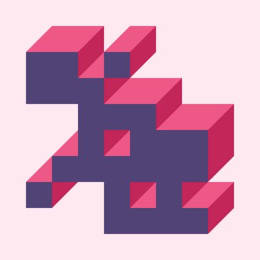 Soyut geometrik arkaplan. Edward Zajecs 2. Cubo 'nun 1971' deki uygulaması. Esasen 8 taştan oluşan bir Truchet fayans seti ve yerleştirme sanatı illüstrasyonu için kurallar 