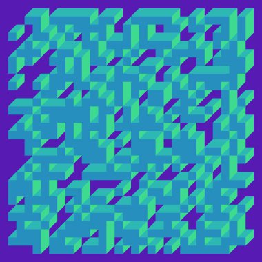 Edward Zajecs 2. Cubo 'nun 1971' deki uygulaması. Esasen 8 taştan oluşan bir Truchet fayans seti ve yerleştirme sanatı illüstrasyonu için kurallar  