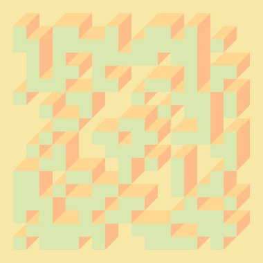 Soyut geometrik arkaplan. Edward Zajecs 2. Cubo 'nun 1971' deki uygulaması. Esasen 8 taştan oluşan bir Truchet fayans seti ve yerleştirme sanatı illüstrasyonu için kurallar 