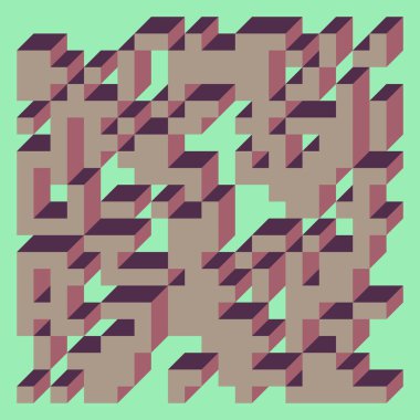 Edward Zajecs 2. Cubo 'nun 1971' deki uygulaması. Esasen 8 taştan oluşan bir Truchet fayans seti ve yerleştirme sanatı illüstrasyonu için kurallar  