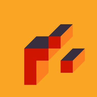 Soyut geometrik arkaplan. Edward Zajecs 2. Cubo 'nun 1971' deki uygulaması. Esasen 8 taştan oluşan bir Truchet fayans seti ve yerleştirme sanatı illüstrasyonu için kurallar 