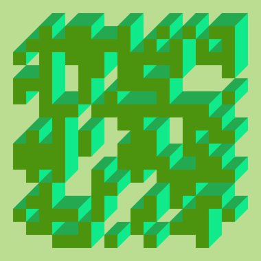 Soyut geometrik arkaplan. Edward Zajecs 2. Cubo 'nun 1971' deki uygulaması. Esasen 8 taştan oluşan bir Truchet fayans seti ve yerleştirme sanatı illüstrasyonu için kurallar 