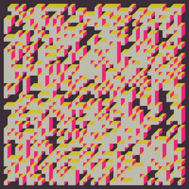 Edward Zajec 'in 1971' deki Il Cubo 'sunun uygulanması. Esasen 8 taştan oluşan bir Truchet fayans seti ve yerleştirme sanatı illüstrasyonu için kurallar