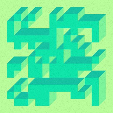 Edward Zajecs 2. Cubo 'nun 1971' deki uygulaması. Esasen 8 taştan oluşan bir Truchet fayans seti ve yerleştirme sanatı illüstrasyonu için kurallar  