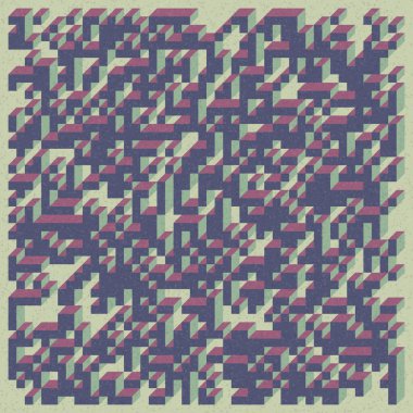 Soyut geometrik arkaplan. Edward Zajecs 2. Cubo 'nun 1971' deki uygulaması. Esasen 8 taştan oluşan bir Truchet fayans seti ve yerleştirme sanatı illüstrasyonu için kurallar 