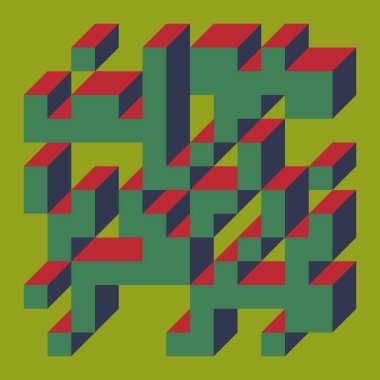 Edward Zajecs 2. Cubo 'nun 1971' deki uygulaması. Esasen 8 taştan oluşan bir Truchet fayans seti ve yerleştirme sanatı illüstrasyonu için kurallar  