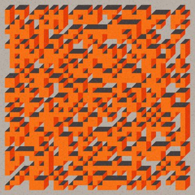 Soyut geometrik arkaplan. Edward Zajecs 2. Cubo 'nun 1971' deki uygulaması. Esasen 8 taştan oluşan bir Truchet fayans seti ve yerleştirme sanatı illüstrasyonu için kurallar 