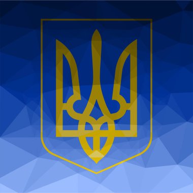 Soyut trianglifi arka planında Ukrayna arması