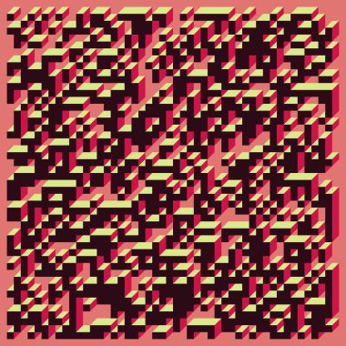 Soyut geometrik arkaplan. Edward Zajecs 2. Cubo 'nun 1971' deki uygulaması. Esasen 8 taştan oluşan bir Truchet fayans seti ve yerleştirme sanatı illüstrasyonu için kurallar 