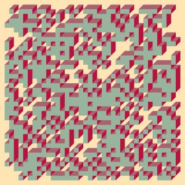 Edward Zajec 'in 1971' deki Il Cubo 'sunun uygulanması. Esasen 8 taştan oluşan bir Truchet fayans seti ve yerleştirme sanatı illüstrasyonu için kurallar