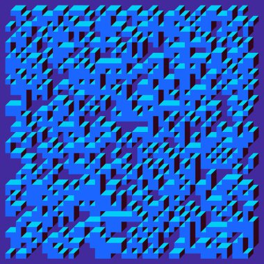 Soyut geometrik arkaplan. Edward Zajecs 2. Cubo 'nun 1971' deki uygulaması. Esasen 8 taştan oluşan bir Truchet fayans seti ve yerleştirme sanatı illüstrasyonu için kurallar 