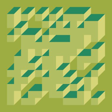 Edward Zajecs 2. Cubo 'nun 1971' deki uygulaması. Esasen 8 taştan oluşan bir Truchet fayans seti ve yerleştirme sanatı illüstrasyonu için kurallar  