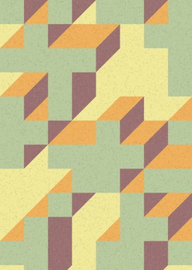 Soyut geometrik arkaplan. Edward Zajecs 2. Cubo 'nun 1971' deki uygulaması. Esasen 8 taştan oluşan bir Truchet fayans seti ve yerleştirme sanatı illüstrasyonu için kurallar 