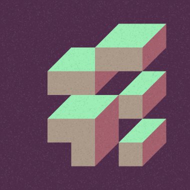 Soyut geometrik arkaplan. Edward Zajecs 2. Cubo 'nun 1971' deki uygulaması. Esasen 8 taştan oluşan bir Truchet fayans seti ve yerleştirme sanatı illüstrasyonu için kurallar 