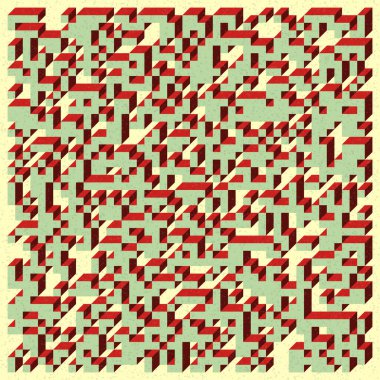 Soyut geometrik arkaplan. Edward Zajecs 2. Cubo 'nun 1971' deki uygulaması. Esasen 8 taştan oluşan bir Truchet fayans seti ve yerleştirme sanatı illüstrasyonu için kurallar 
