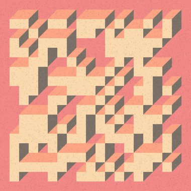 Soyut geometrik arkaplan. Edward Zajecs 2. Cubo 'nun 1971' deki uygulaması. Esasen 8 taştan oluşan bir Truchet fayans seti ve yerleştirme sanatı illüstrasyonu için kurallar 