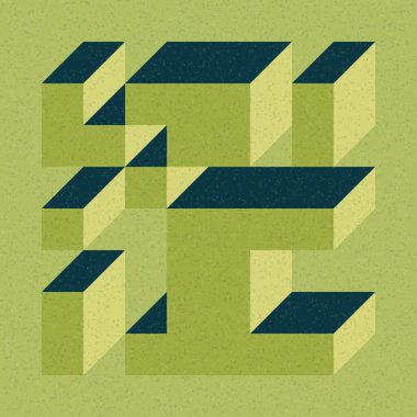 Soyut geometrik arkaplan. Edward Zajecs 2. Cubo 'nun 1971' deki uygulaması. Esasen 8 taştan oluşan bir Truchet fayans seti ve yerleştirme sanatı illüstrasyonu için kurallar 