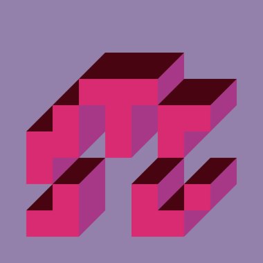 Edward Zajec 'in 1971' deki Il Cubo 'sunun uygulanması. Esasen 8 taştan oluşan bir Truchet fayans seti ve yerleştirme sanatı illüstrasyonu için kurallar