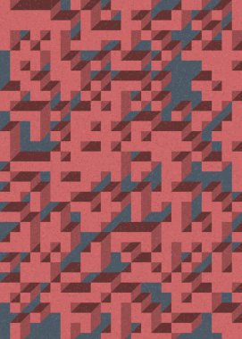 Soyut geometrik arkaplan. Edward Zajecs 2. Cubo 'nun 1971' deki uygulaması. Esasen 8 taştan oluşan bir Truchet fayans seti ve yerleştirme sanatı illüstrasyonu için kurallar 