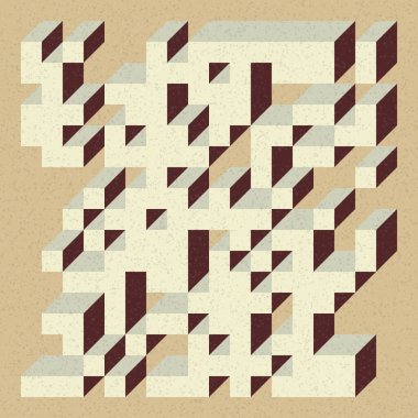 Edward Zajecs 2. Cubo 'nun 1971' deki uygulaması. Esasen 8 taştan oluşan bir Truchet fayans seti ve yerleştirme sanatı illüstrasyonu için kurallar  