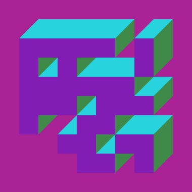 Soyut geometrik arkaplan. Edward Zajecs 2. Cubo 'nun 1971' deki uygulaması. Esasen 8 taştan oluşan bir Truchet fayans seti ve yerleştirme sanatı illüstrasyonu için kurallar 