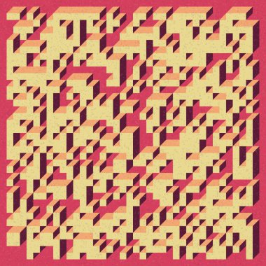 Soyut geometrik arkaplan. Edward Zajecs 2. Cubo 'nun 1971' deki uygulaması. Esasen 8 taştan oluşan bir Truchet fayans seti ve yerleştirme sanatı illüstrasyonu için kurallar 