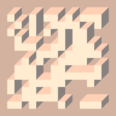 Edward Zajec 'in 1971' deki Il Cubo 'sunun uygulanması. Esasen 8 taştan oluşan bir Truchet fayans seti ve yerleştirme sanatı illüstrasyonu için kurallar