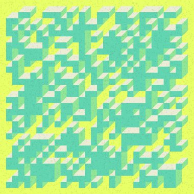 Soyut geometrik arkaplan. Edward Zajecs 2. Cubo 'nun 1971' deki uygulaması. Esasen 8 taştan oluşan bir Truchet fayans seti ve yerleştirme sanatı illüstrasyonu için kurallar 