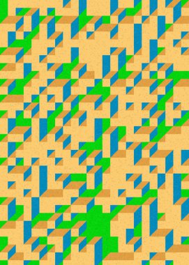 Edward Zajecs 2. Cubo 'nun 1971' deki uygulaması. Esasen 8 taştan oluşan bir Truchet fayans seti ve yerleştirme sanatı illüstrasyonu için kurallar  