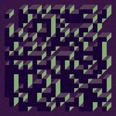 Soyut geometrik arkaplan. Edward Zajecs 2. Cubo 'nun 1971' deki uygulaması. Esasen 8 taştan oluşan bir Truchet fayans seti ve yerleştirme sanatı illüstrasyonu için kurallar 